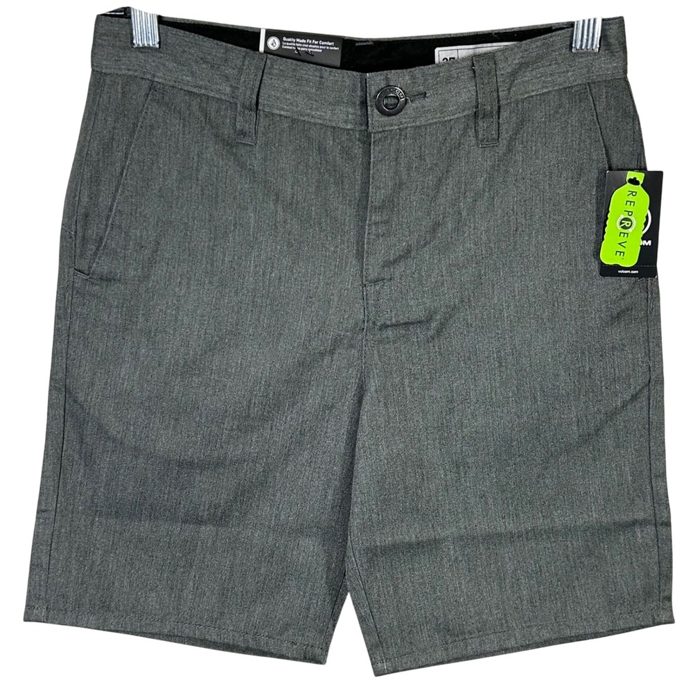 Volcom Frickin Chino Shorts Boys Size 27 Gray Modern Straight Youth Kids